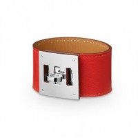 Hermes Kelly Dog Red Bracelet With Silver
